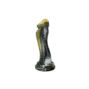 Gran dildo anal monster cobra dorada con fuerte ventosa para juegos sin manos imitando la anatomía de gran cobra. Enorme estimulante anal.